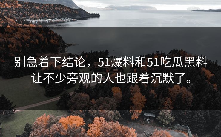 别急着下结论，51爆料和51吃瓜黑料让不少旁观的人也跟着沉默了。