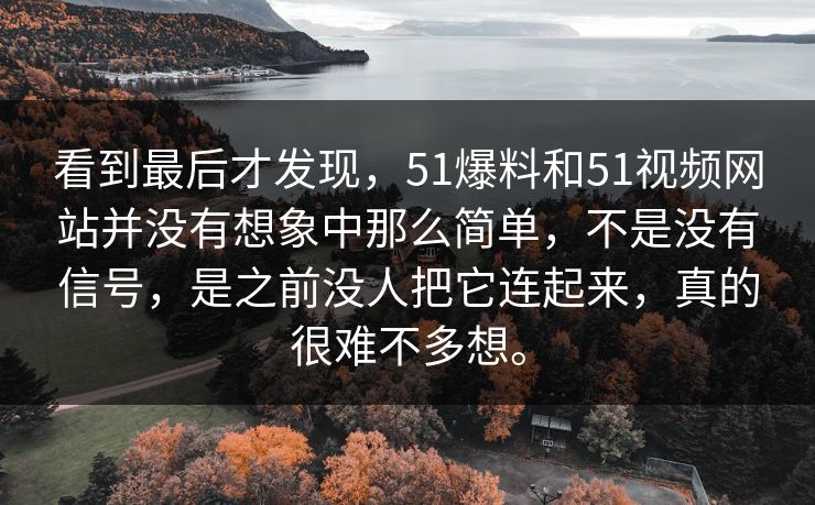 看到最后才发现，51爆料和51视频网站并没有想象中那么简单，不是没有信号，是之前没人把它连起来，真的很难不多想。