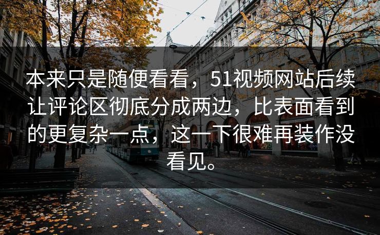 本来只是随便看看，51视频网站后续让评论区彻底分成两边，比表面看到的更复杂一点，这一下很难再装作没看见。