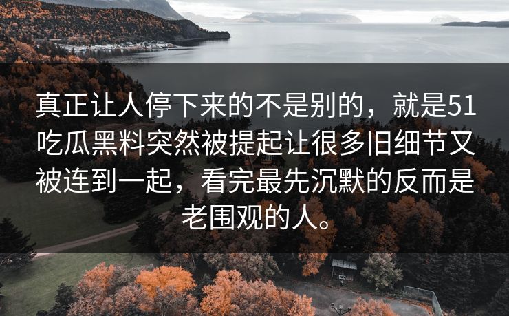 真正让人停下来的不是别的，就是51吃瓜黑料突然被提起让很多旧细节又被连到一起，看完最先沉默的反而是老围观的人。