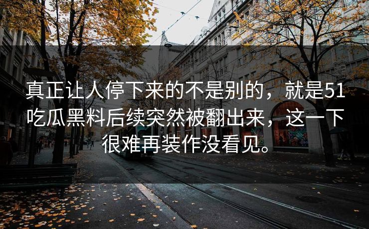 真正让人停下来的不是别的，就是51吃瓜黑料后续突然被翻出来，这一下很难再装作没看见。