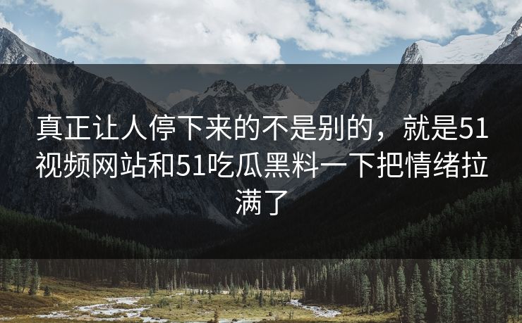 真正让人停下来的不是别的，就是51视频网站和51吃瓜黑料一下把情绪拉满了